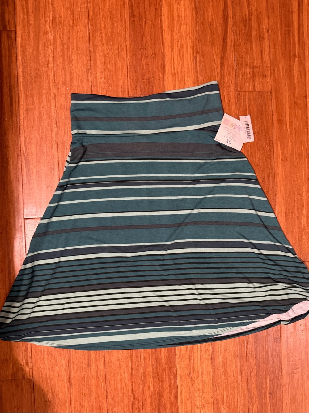 LuLaRoe Azure Striped Teal and Black Circle Skirt